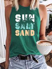 Letter Print Sleeveless Tank Top Casual Loose Fit