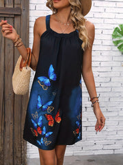 Butterfly Print Sleeveless Dress