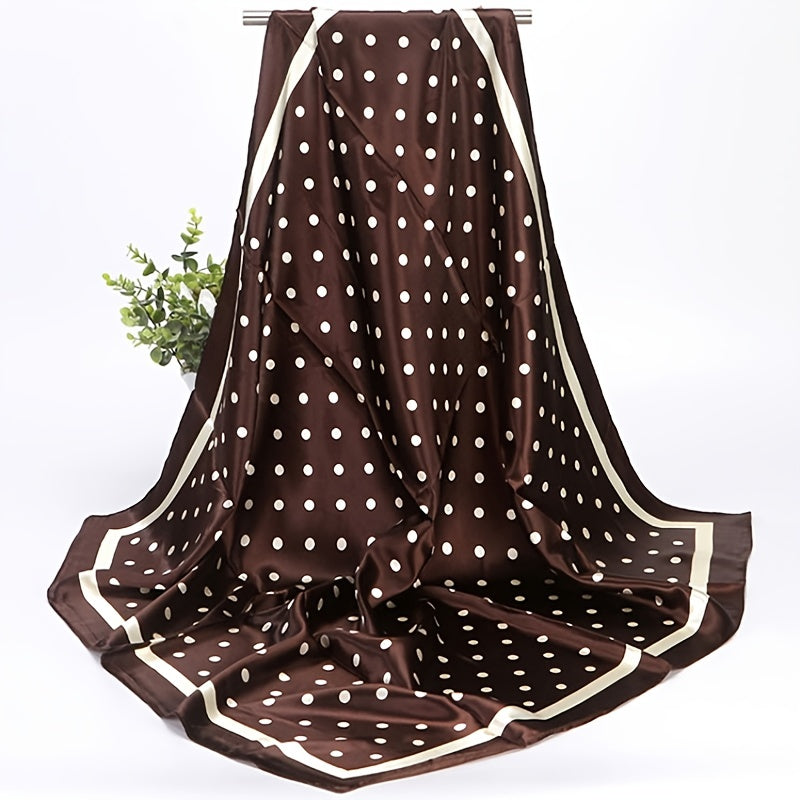 Polka Dot Print 88 Square Scarf Lightweight Silk Faux Scarf
