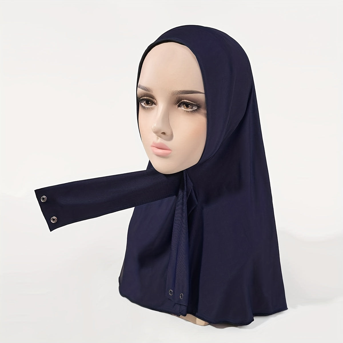 Elastic Hijab Hooded Tie Buckle Headscarf Solid Ramadan Head Wrap
