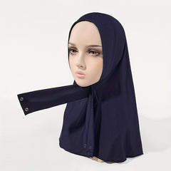 Elastic Hijab Hooded Tie Buckle Headscarf Solid Ramadan Head Wrap