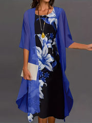 Women's Plus Marble Print Tank Dress & Sleeve Cover Up Set