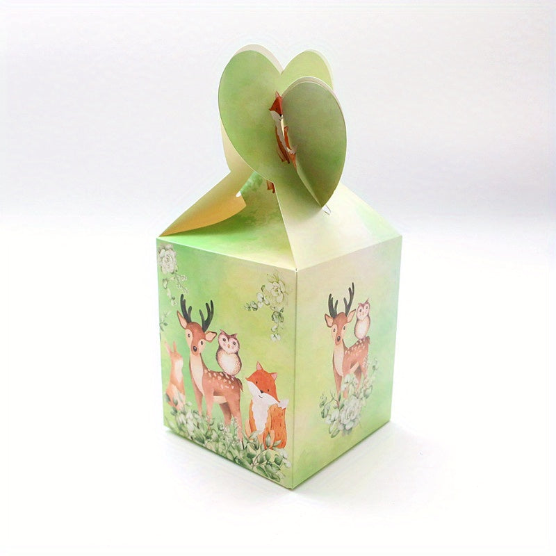 6pcs Jungle Safari Animal Party Gift Bags Square Treat Boxes Snack Boxes