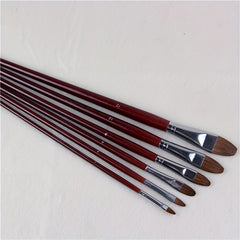 6pcs Weasel Hair Painting Brush Set Long Birch Rod Acrylic Drawing Art Supplies