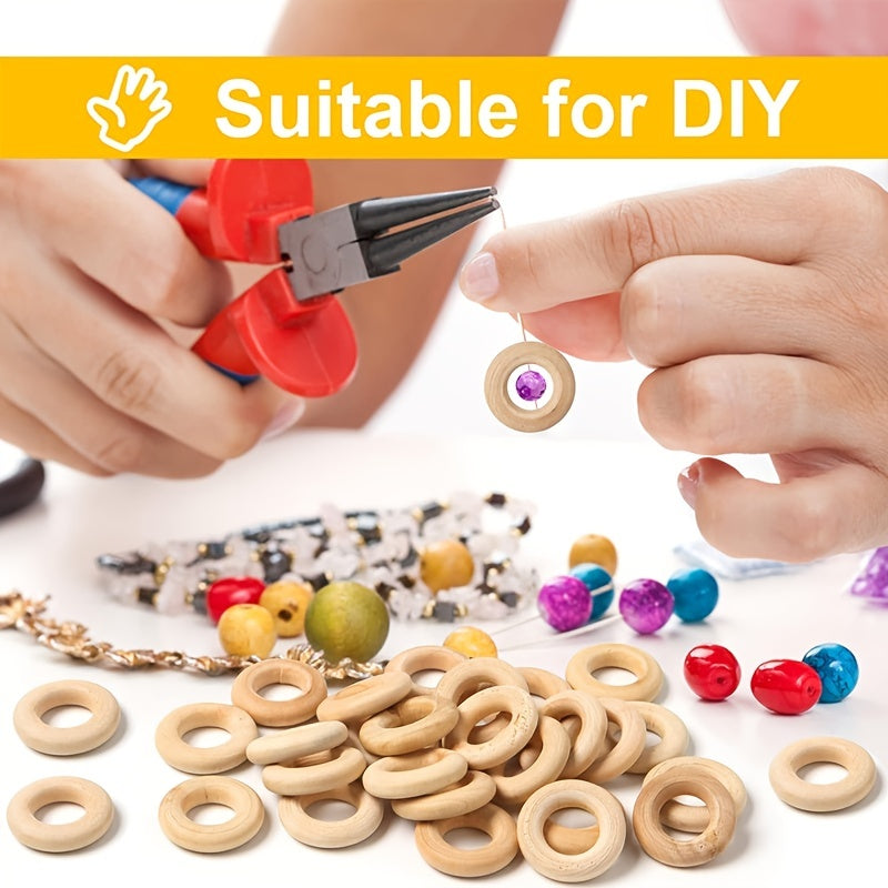 20pcs 1 Inch Wooden Craft Ring Natural Mini Wooden Rings DIY Connectors
