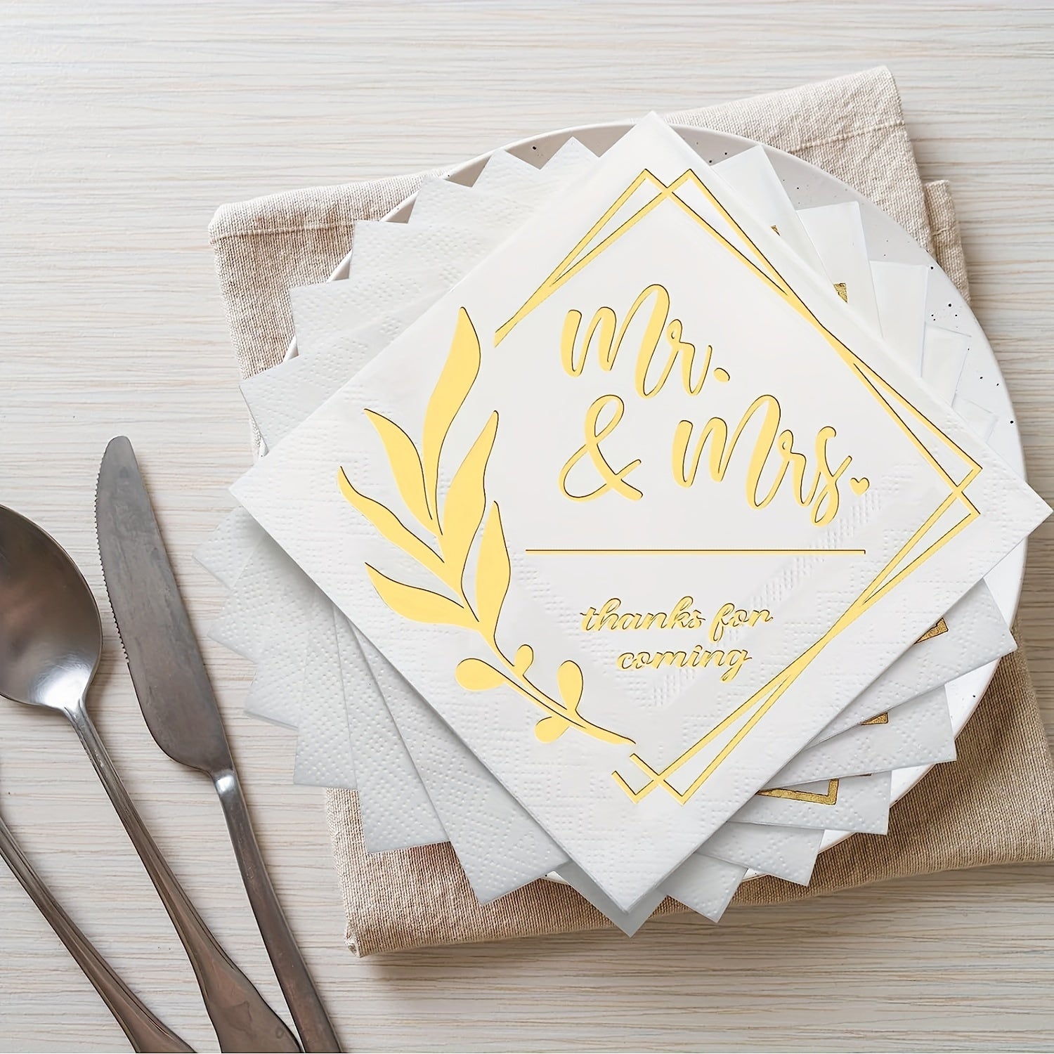 20pcs Mr And Mrs Foil Beverage Napkins Wedding Shower Table Decor