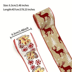 4.57m Christmas Gingerbread Doll Wired Edge Ribbon for Wreaths and Decor