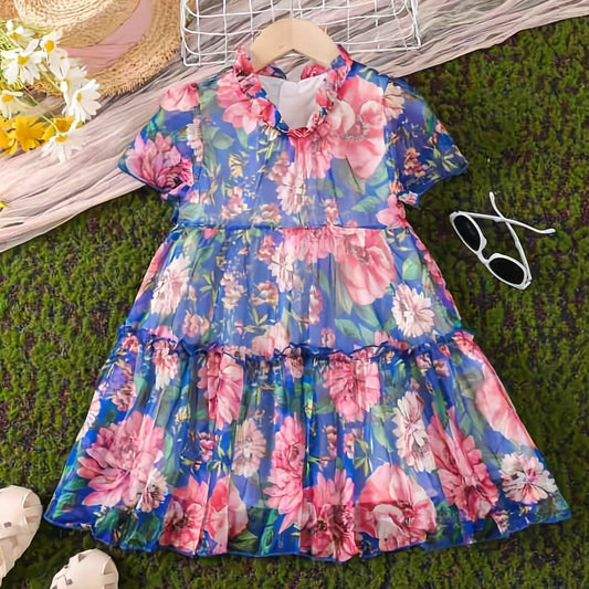 Baby Girls Ruffles Flowers Princess Dress Summer Clothes