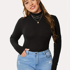 Solid Long Sleeve High Neck Top