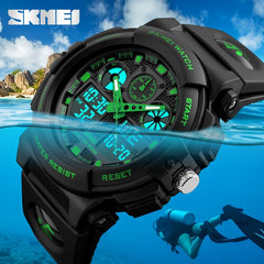 Dual Time Electronic Watch Silicone Band Military Wrist Watch
