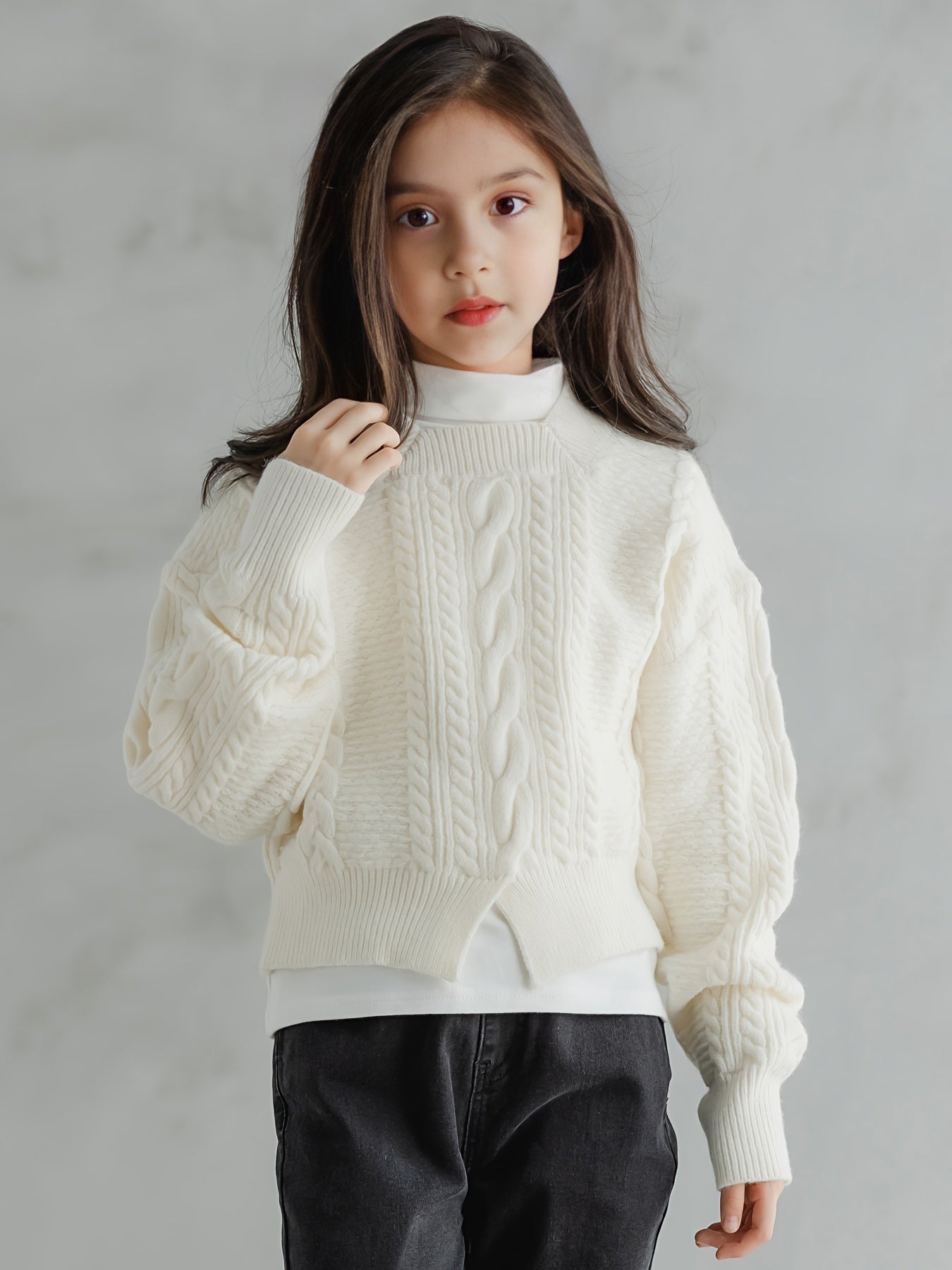 Warm Knit Sweater Girls Comfy Pullover Kids Gift Christmas Fall Winter