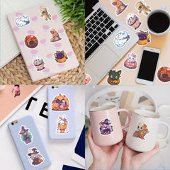 50pcs Halloween Pumpkin Theme Stickers Pack Waterproof Vinyl Party Stickers