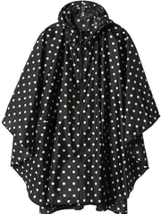Polka Dot Lightweight Rain Poncho Jacket PU Raincoat