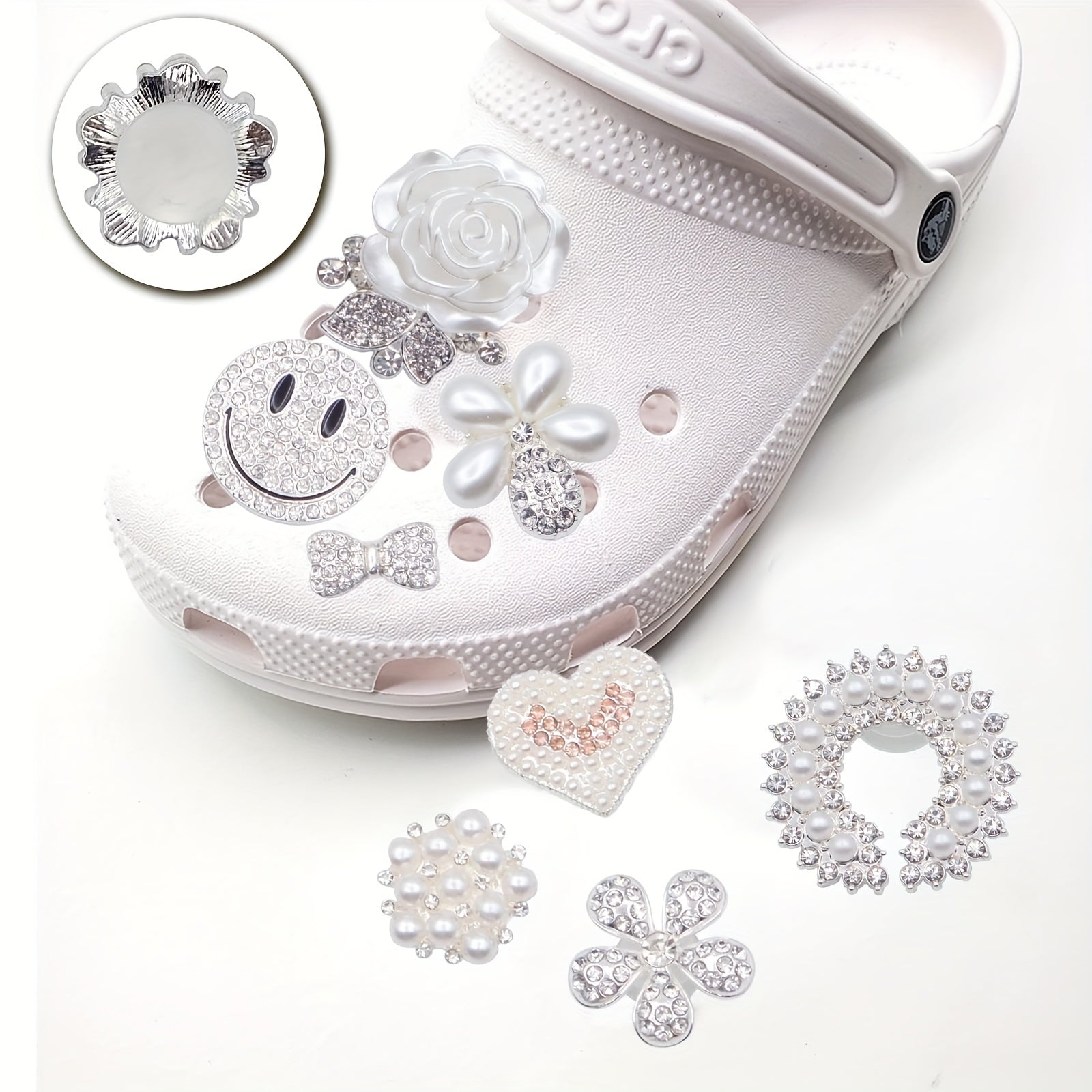15pcs Metal Crystal Shoe Charms for Hole Shoes Sandals Decorations