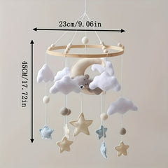 Baby Mobile Crib Toy, Gray Bear Sheep Star Shapes, Soft Pastel Colors