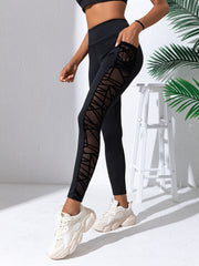 Mesh Contrast Yoga Pants High Stretch Leggings