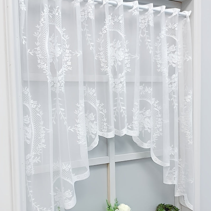 Garden Style Gauze Curtain for Kitchen Cabinet and Door Short Half Curtain
