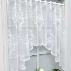 Garden Style Gauze Curtain for Kitchen Cabinet and Door Short Half Curtain