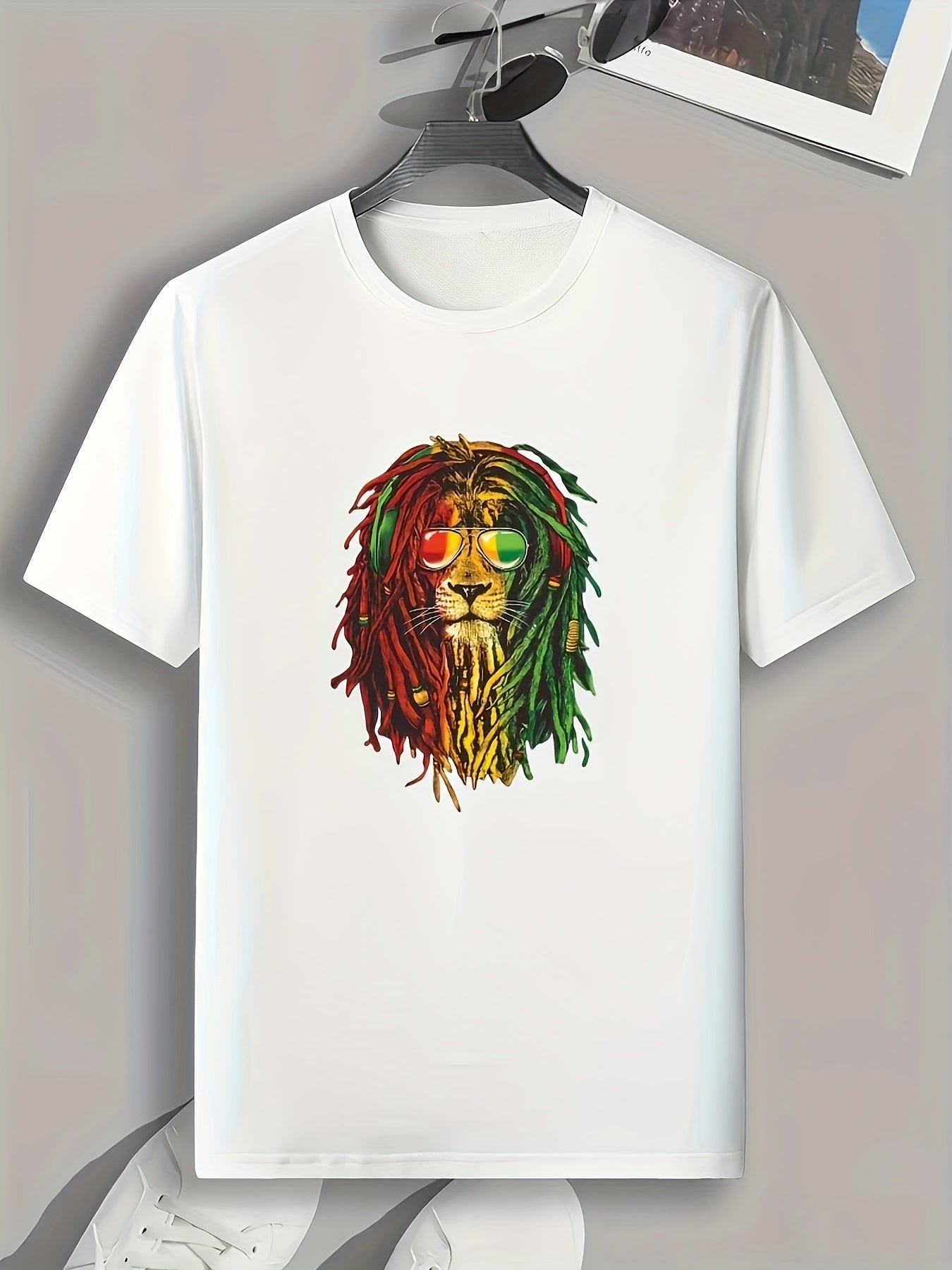 Hip Hop Lion Print Men's Graphic T shirt Casual Comfy Tees For Summer
