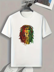Hip Hop Lion Print Men's Graphic T shirt Casual Comfy Tees For Summer
