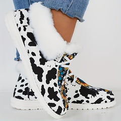 Sunflower & Dairy Cow Pattern Non slip Warm Sneakers