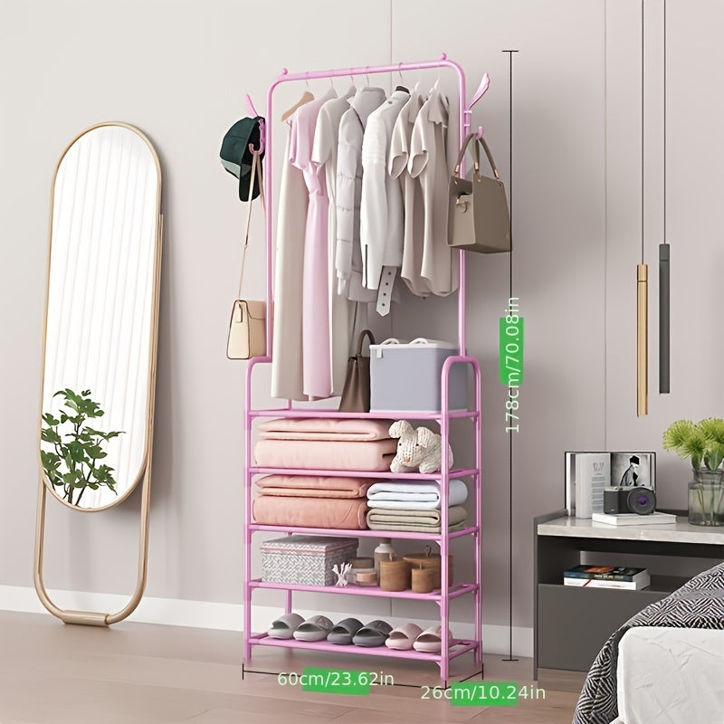 Entrance Coat Rack Foyer Shoe Rack with Storage Shelves