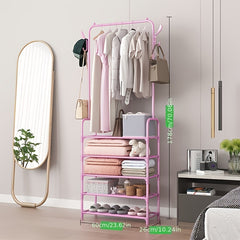 Entrance Coat Rack Foyer Shoe Rack with Storage Shelves