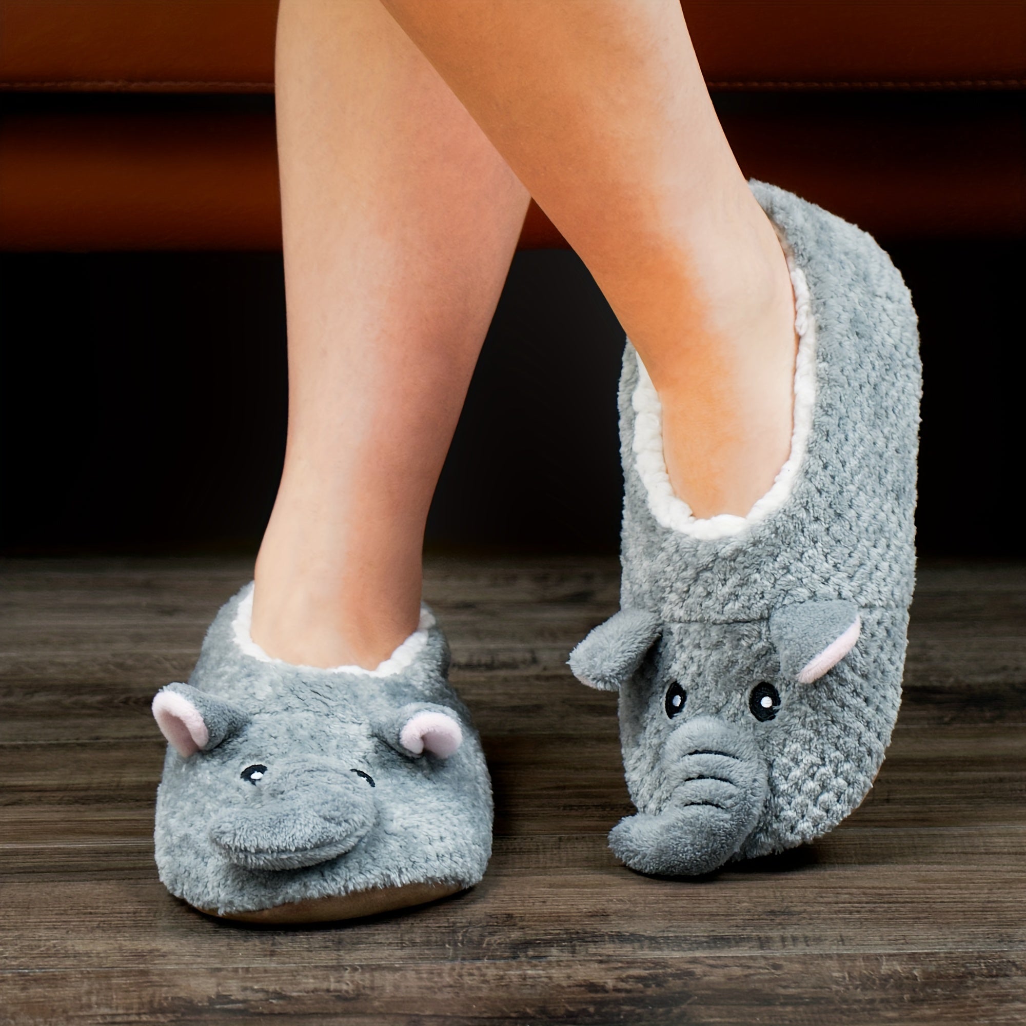 Elephant Slippers Plush Lined Shoes Comfort Indoor Home Slippers