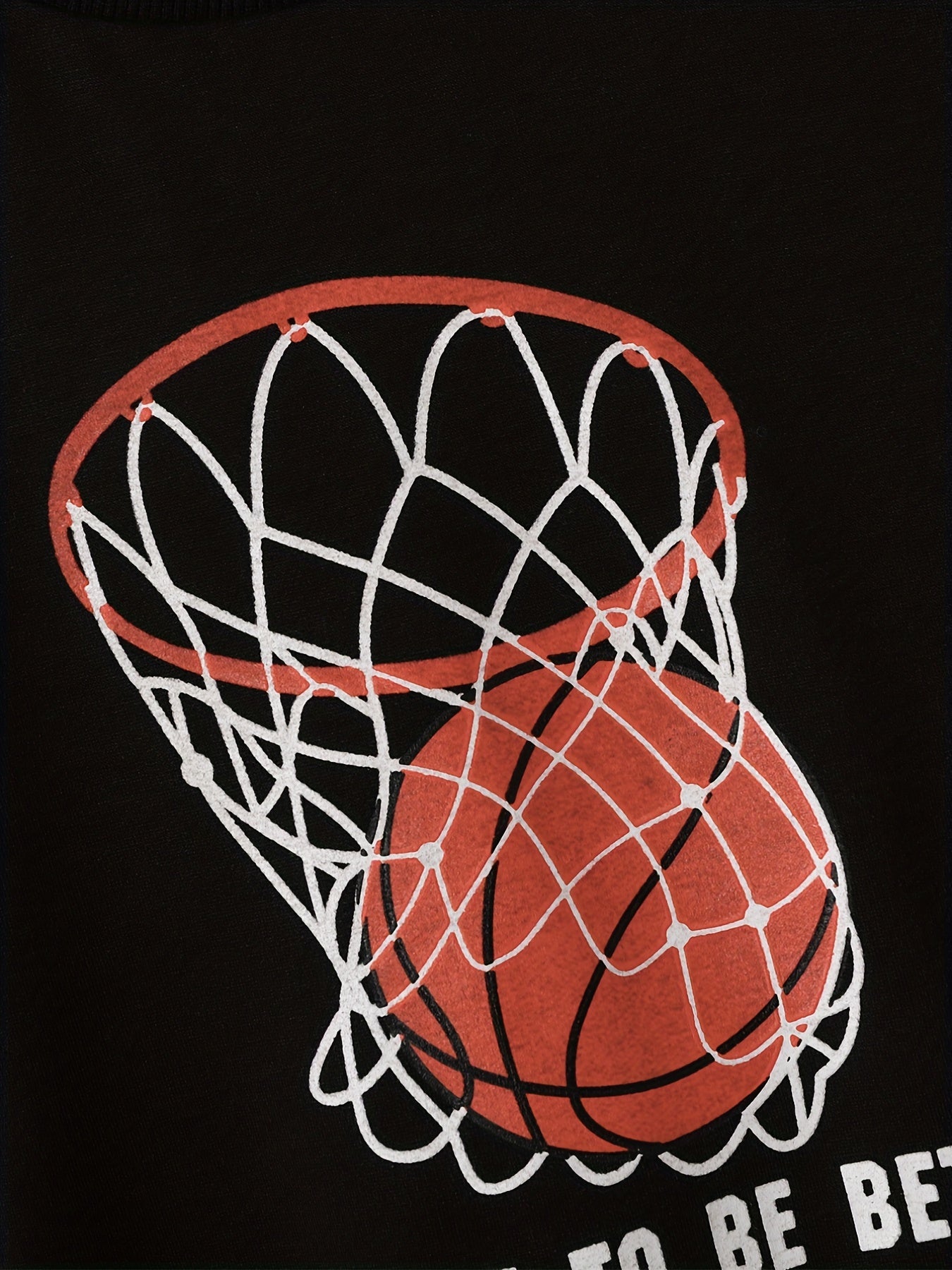 Boys Basketball Hoop Print Sweatshirt Long Sleeve Crew Neck Tops