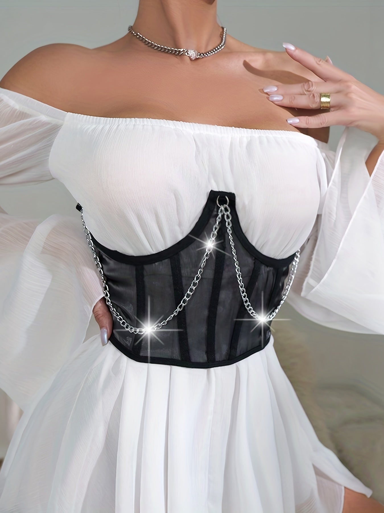 Satin Lace Up Corset Belt Waist Top