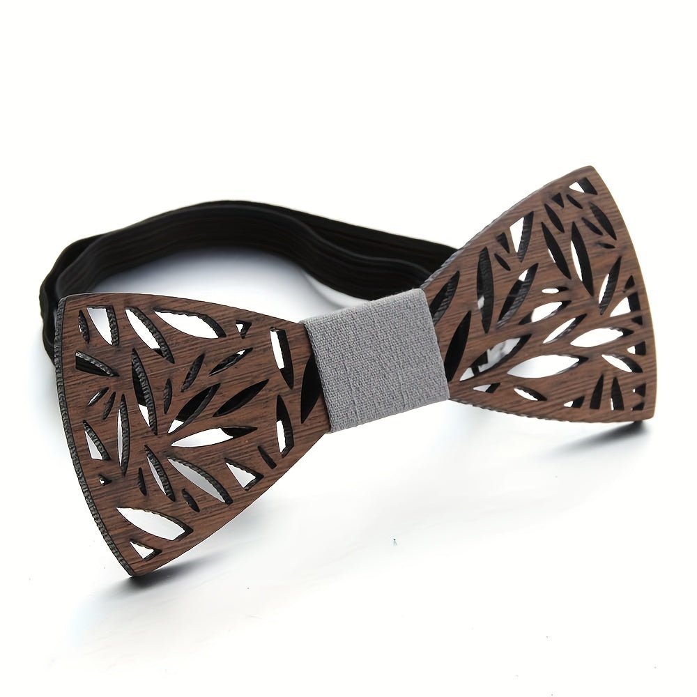 Dark Floral Wood Bowtie Unisex Neck Ties Retro Business Wear