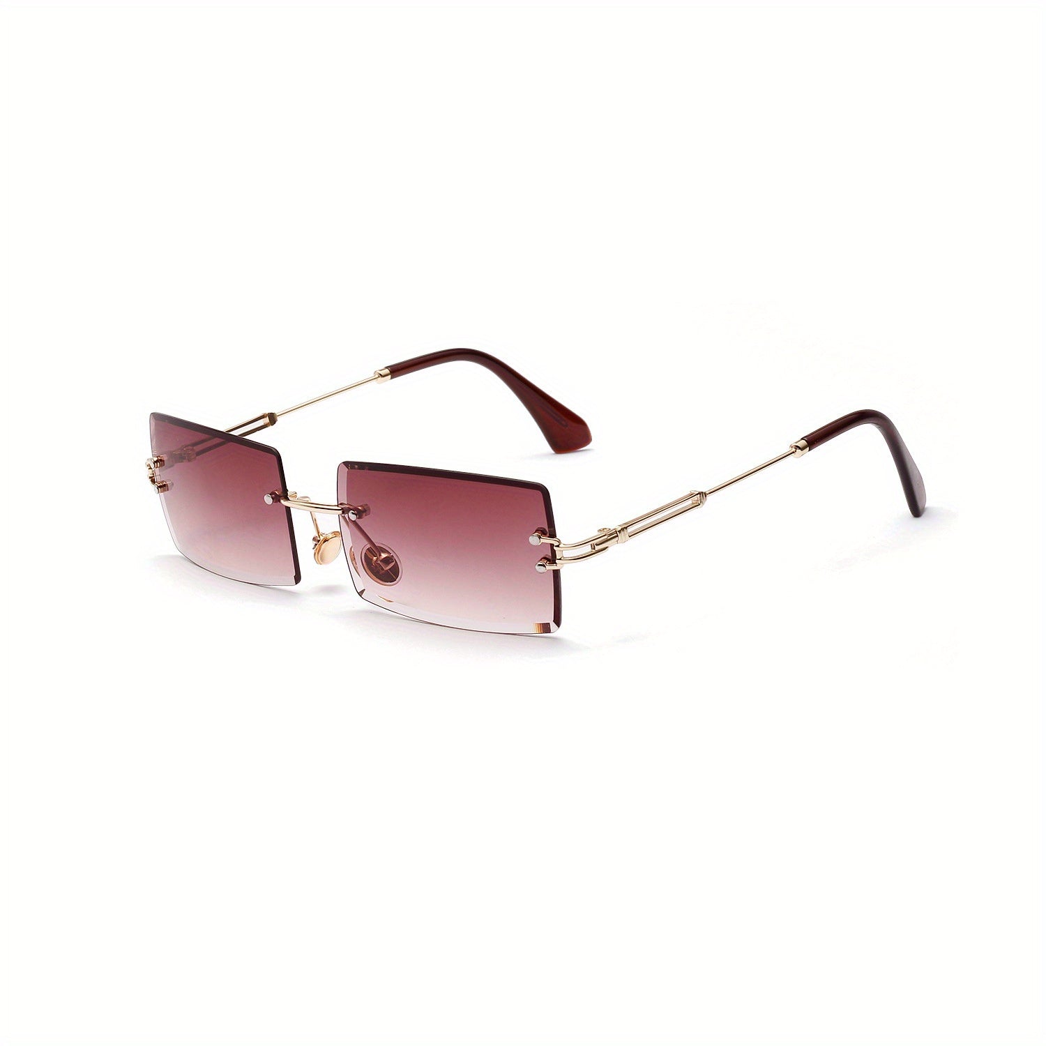 Women's Rectangle Rimless Sunglasses Metal Square UV400 Sun Shades