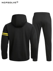 Men's Jersey Suit Hooded Zipper Jacket And Casual Pants