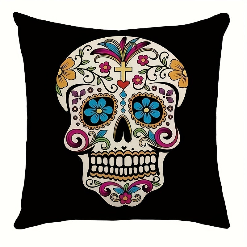 Funny Flower Skull Throw Pillow Covers