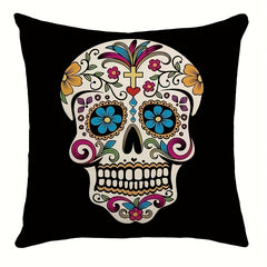 Funny Flower Skull Throw Pillow Covers