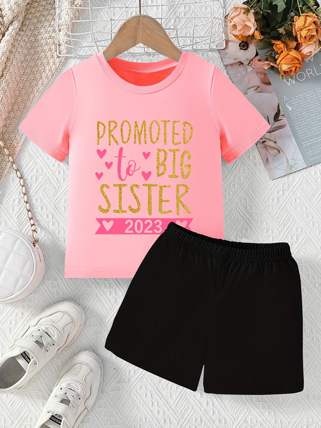 Big Sister 2pcs T-Shirt & Shorts Set Short Sleeve Top Casual Summer Outfit