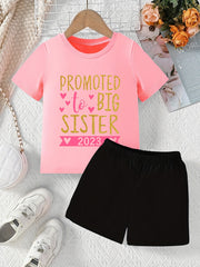 Big Sister 2pcs T-Shirt & Shorts Set Short Sleeve Top Casual Summer Outfit
