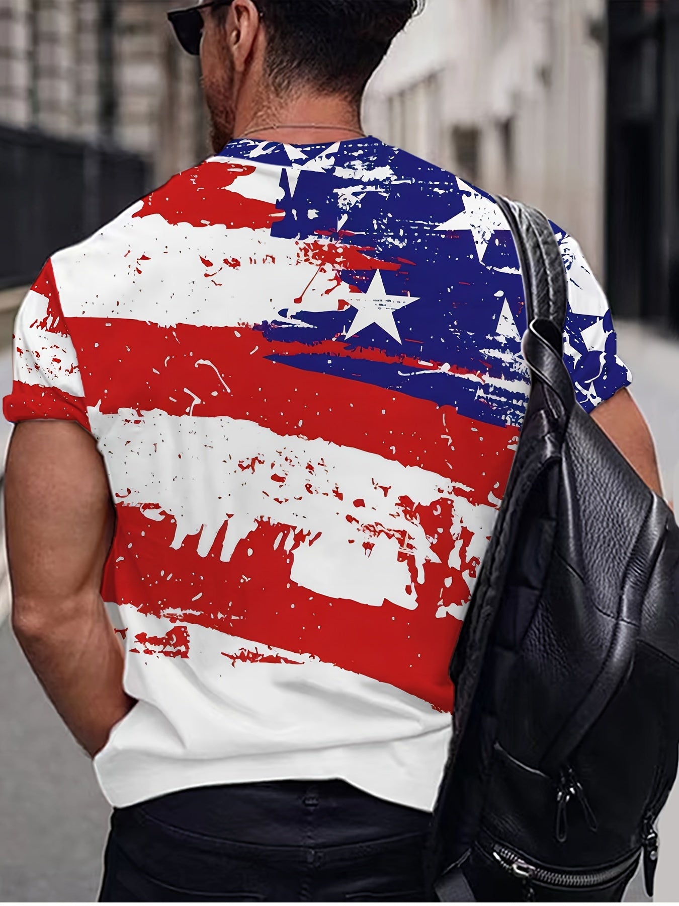 Men's American Flag & Skull Graphic T shirt 3D Print Crew Neck Tee
