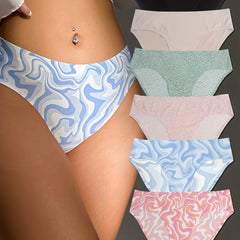 6pcs Geometric Pattern Briefs Seamless Comfy Stretchy Panties