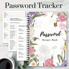 Pink Floral Spiral Password Notebook Logbook 1pc