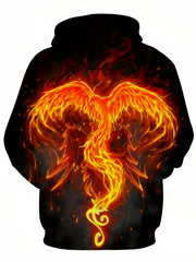 Men's 3D Phoenix Graphic Hoodie Stretchable Breathable Sweatshirt