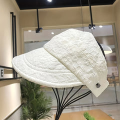 Adjustable Ponytail Visor Hat Flower Embossed Solid Sun Hat Elastic Baseball Cap