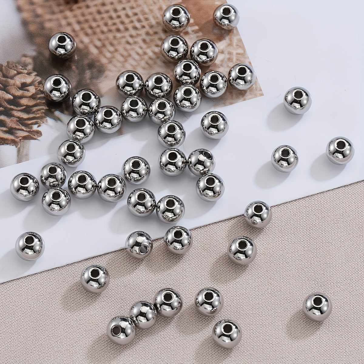 100pcs Stainless Steel European Ball Spacer Beads For Jewelry Making Diy