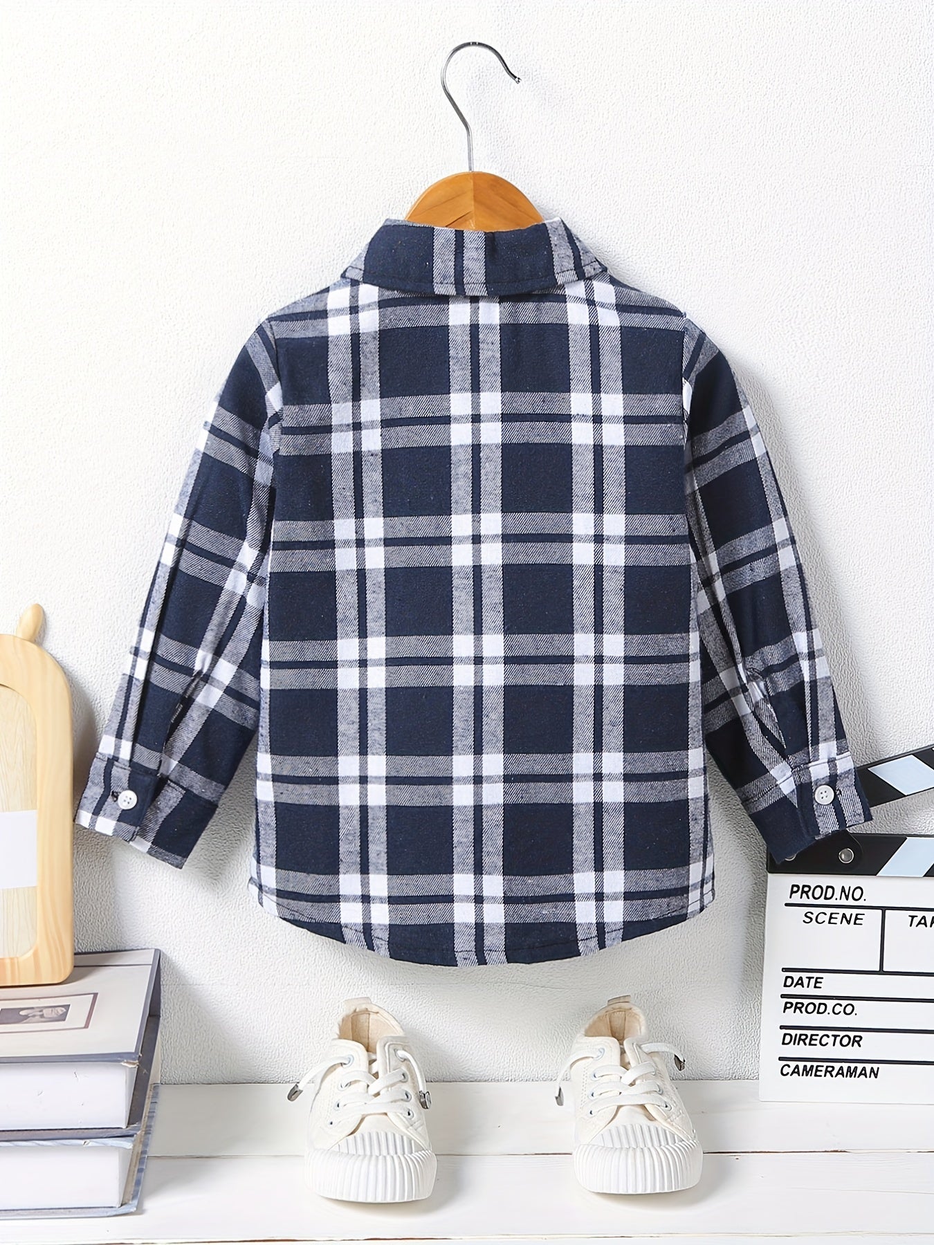 Plaid Shirt Button Down Lapel Long Sleeve Kids Clothes