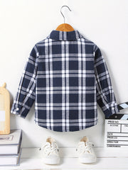 Plaid Shirt Button Down Lapel Long Sleeve Kids Clothes