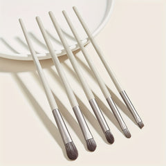 5pcs Eye Blender Brush Kit Gray Synthetic Soft Bristle Wooden Handle