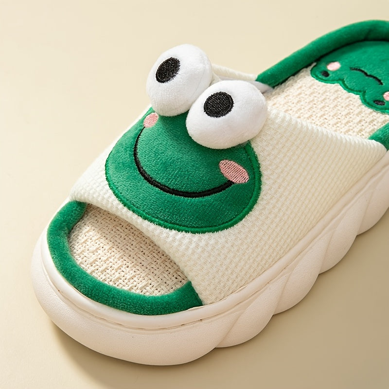 Women's Frog House Slippers Soft Sole Anti-slip Warm Plush Home Shoes