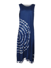 Tie Dye Tassel Tank Dress Crew Neck Sleeveless Women's Clothing