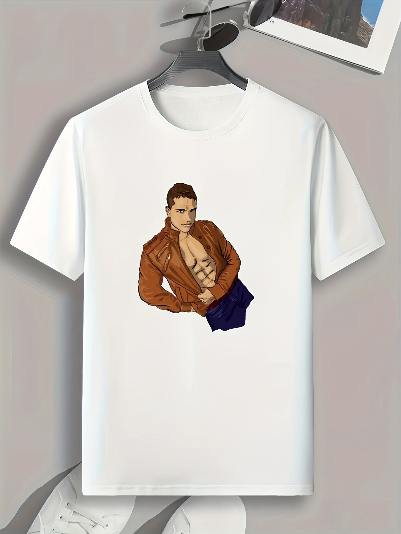 Portrait Pattern Print Men's Sports T-Shirt