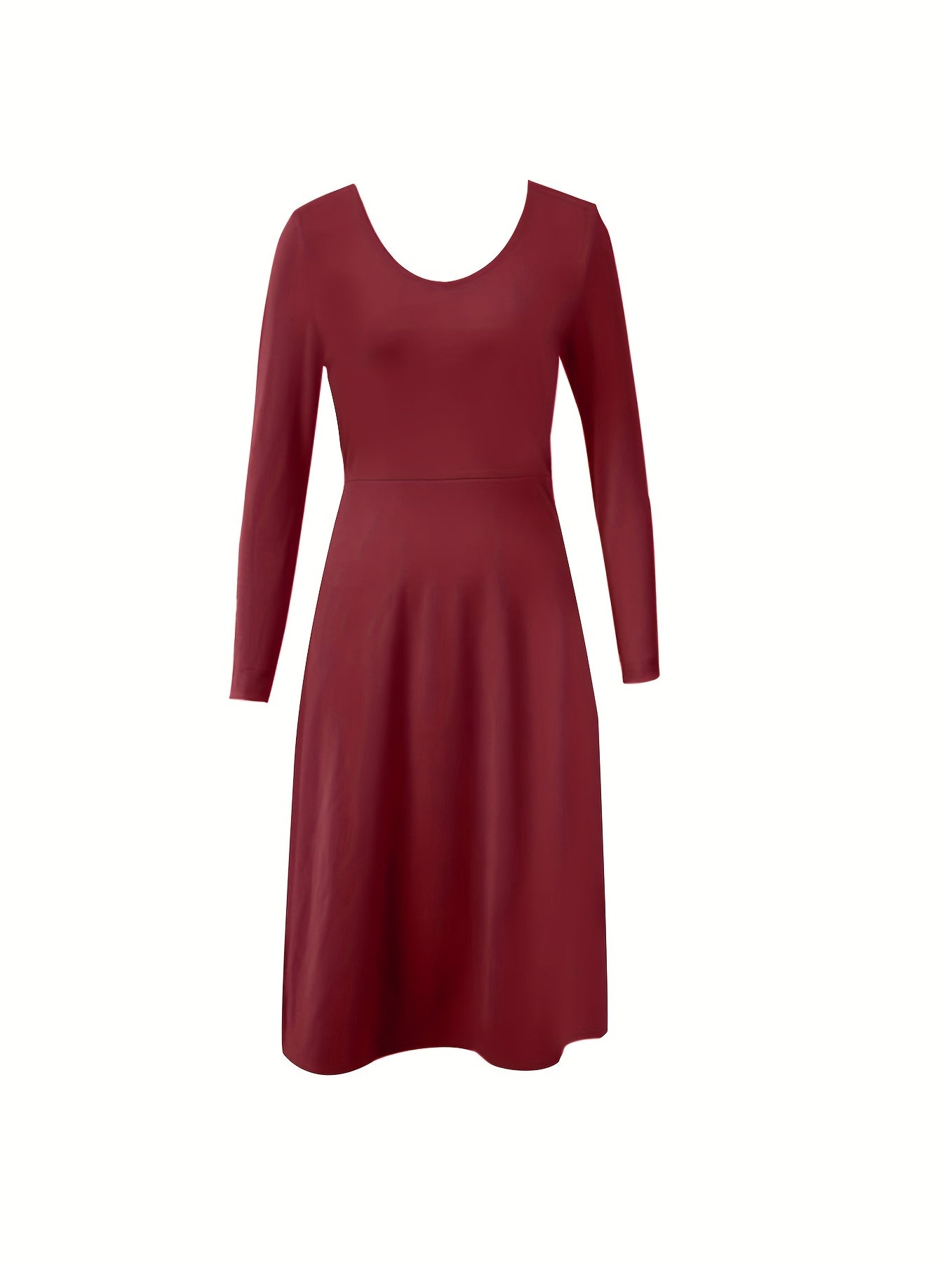 V Neck Long Sleeve Midi Dress Women's Clothing